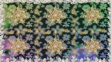 Klasik klasik klasik arka plan. Geleneksel oryantasyon süsü. Gri renklerde, altın elementlerle kusursuz desen. Kusursuz klasik raster altın desenli.