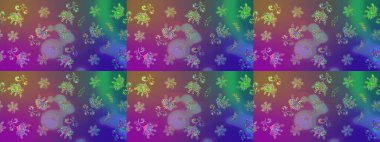 Tekstil için suluboya eskiz deseni. Şirin çiçekli, desenli, mor renkli bir eskiz deseni. El çizimi çiçek çizimi deseni (fayans)).