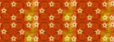 Eskiz arkaplan modeli. Raster - stok. Yapraklı çiçekler ve turuncu renkli papatya çiçekleri..