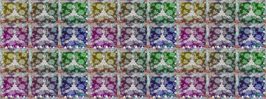 Raster illüstrasyonu. Kumaş, duvar kağıdı ve kağıt üzerine baskı yapmak için gelişen arka plan. Sevimli, pürüzsüz desenli, küçük çiçekli, klasik tarzda. Moda arka planında parlak buketler.