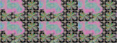 Renkli desenli, gri çiçekli ve dekoratif elementli kusursuz desen. Eski usul. Kumaş, tekstil, duvar kağıdı baskısı için. Kusursuz bir geçmişi var. Raster illüstrasyonu.