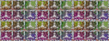 Çiçekli kusursuz retro desen. Düz Çiçek Elementleri Tasarımı. Yeşil renkli çiçekler. Renkli Yaz Temalı Kusursuz Arkaplan.