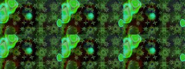 Kar tanelerinin soyut arkaplanı olan şirin bir Noel arkaplanı. Yeşil ve gri kar taneleri. Raster illüstrasyonu. Renkler. Noel ve Yeni Yıl moda baskıları için tatil tasarımı.