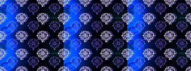 Raster illüstrasyonu. Şatafatlı bahar bahçesi dokusu. Çiçek deseni. Çiçeksiz, siyah, mavi ve mor renklerde. Siyah, mavi ve mor renkte çiçekler.