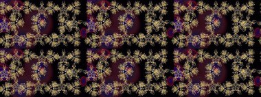 Raster illüstrasyonu. Suluboya çiçekli çiçek deseni. Siyah renklerde Asya tekstili.