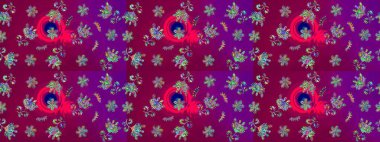 Raster Güzel kumaş deseni. Raster suluboya çiçek deseni, narin çiçekler, mor çiçekler, tebrik kartı şablonu..