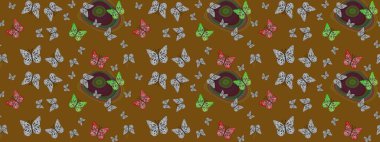 Kahverengi renkli sanat kelebekleri. Albüm için resim. Renkli kelebeklerin eskiz geçmişi. Raster illüstrasyonu.