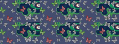 Raster illüstrasyonu. Boyama kitabı için uçan farklı güzel kelebekler. Böcekli eskiz kalıbı. Giysiler, erkekler, kızlar ve duvar kağıtları için soyut çizim kalıbı.