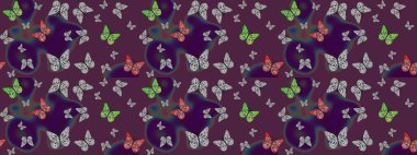 Kağıt, kumaş, ambalaj kağıdı ve duvar kâğıdı tasarımı için hoş bir arkaplan. Raster. Kahverengi renkli sanat kelebekleri. Çocuklar için kelebek çizim kalıbı.