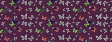 Şirin kelebek kahverengi raster desenli. Giysi tasarımı için dekorasyon. Çizim.