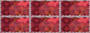 Küçük çiçekli basit, dikişsiz desen. Kırmızı renkte sevimli çiçekler. Moda baskısı, albüm, ambalaj kağıdı ve duvar kağıdı için zarif dekoratif süslemeler. Raster illüstrasyonu.