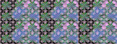 Tatlı suluboya, dikişsiz çiçek deseni. Büyük bir çiçek boyası seti. Kartlar, davetiyeler, tarih kartları ve daha fazlası için kullanılabilir.