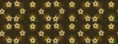 Vadinin çiçekleri kahverengi renklerde. Soyut etnik raster çizim kalıbı. Çiçekler..