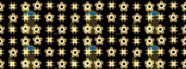 Kar taneleri radyal siyah, kahverengi ve sarı renklerde. Renkli arka planda güzel kar taneleri. Raster illüstrasyonu..