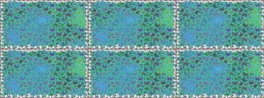 Güzel bir kumaş tasarımı. Soyut, pürüzsüz bir arkaplan. Raster Kelebekleri deseni. Mavi renkler üzerine resim.