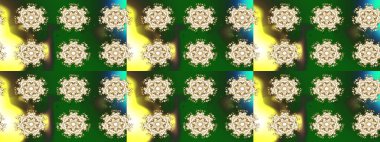 Raster. Kış Noel 'inde kar bembeyaz kristal element. Xmas Frost kar taneleri izole edilmiş siluet sembolü. Meteoroloji buz koleksiyonu. Kar Tanesi raster simgesi arkaplan yeşil, sarı, beyaz.