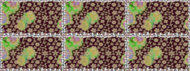 Raster illüstrasyonunda kusursuz çiçek deseni. Düz Çiçek Elementleri Tasarımı. Kahverengi renkli çiçekler. Renkli Bahar Teması Kusursuz Arkaplan.