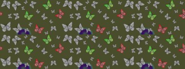 Yeşil arka planda el çizimi. Mistik, semboller. Renk çizimi kalıbı. Tekrarlanan karalamalar.