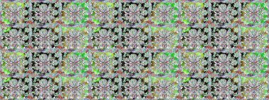 Renkli Bahar Temalı Kusursuz Arkaplan. Düz Çiçek Elementleri Tasarımı. Raster illüstrasyonunda kusursuz çiçek deseni. Tarafsız renklerde çiçekler.