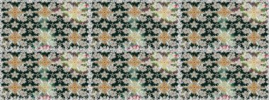 Tarafsız renklerde çok renkli, zarif küçük çiçekler ve komik böcekler, raster deseni, illüstrasyon.