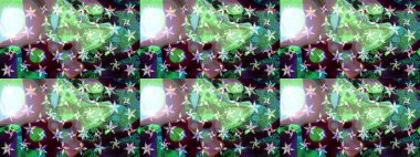 Nazik, sevimli çiçek arkaplanı. Çiçekli karalama şeklinde Raster çiçek deseni. Yeşil renkte çiçekler.