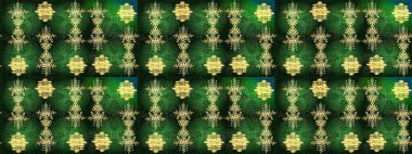 Yeni yıl kar tanesi. Yeşil, gri ve sarı renkler üzerine şirin soyut kar tanesi raster tasarımı. Düz kar karalama ikonları, kar taneleri silueti Noel afişi için, kartlar.