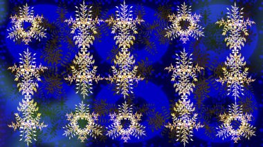 Yüzey için tekrarlanan doku, ambalaj kağıdı, mavi, gri ve kahverengi renkler. Raster illüstrasyonu. Renkli arka planda izole kar taneleri. Kış kar tanesi, raster arkaplan.