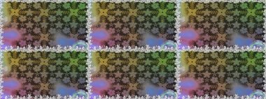 Gri renkli çiçekler. Renkli Bahar Temalı Kusursuz Arkaplan. Düz Çiçek Elementleri Tasarımı. Raster illüstrasyonu. Asya tekstil tarzında. Kusursuz çiçek deseni.