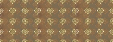 Antika altın tekrarlanabilir duvar kağıdı. Barok tarzında altın çiçek süsü. Kahverengi, bej ve turuncu renklerde altın element. Damask arkaplanı tekrarlayan kusursuz desen.