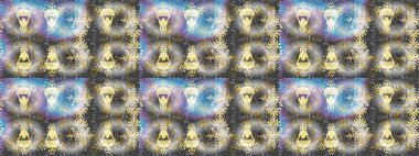 Raster illüstrasyonu. Soyut mandala ya da tuhaf kar tanesi çizgisi sanat tasarımı. Renkli arka planda izole tatlı kar taneleri.