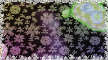 Parmak izi, kumaş, duvar kâğıdı, tekstil için raster dokusu. İşlemeli çiçekli, dikişsiz desen. Renkli grunge soyut arkaplanı Cologray çiçekleriyle zenginleştirir.