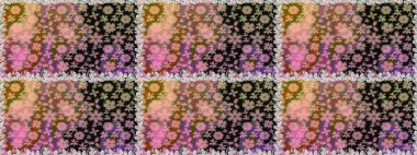 Nazik, narin çiçek arkaplanı. Çiçekli karalama şeklinde Raster çiçek deseni. Kahverengi renkte çiçekler.