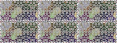 Çiçekli karalama şeklinde Raster çiçek deseni. Raster illüstrasyonu. Gri renkte bahar çiçekleri..