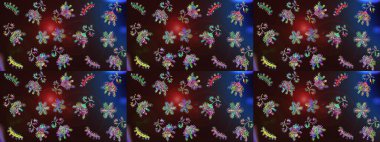 Kar Tanesi Mozaik ikonu. Kahverengi, mavi ve gri siluet kar tanesi işareti. Düz dizayn. Sembol kışı, donmuş, Noel, yeni yıl tatili. Grafiksel element dekorasyonu. Raster illüstrasyonu.