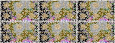 Klasik oryantal desen gri renklerden üstündür. Damask pürüzsüz süsü. Geleneksel raster ve altın desen.