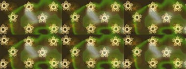 Yeşil, gri ve kahverengi renklerde şirin kar taneleri. Kışın sembolü, mutlu noeller, mutlu yeni yıl kutlaması Raster illüstrasyonu. Basit bir kar tanesi. Soyut duvar kağıdı, ambalaj dekorasyonu.