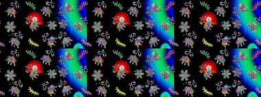 Güzel bir kış süsü. Kar taneleri koleksiyonu. Raster illüstrasyonu. Siyah, mavi ve yeşil kar tanelerinden izole edilmiş..