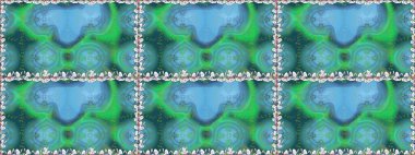 Elle boyanmış suluboya, dikişsiz çiçekler ve bitkiler. Mavi renkte çiçekler.