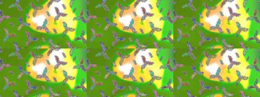 Güzel soyut kar taneleri raster tasarımı. Yeni yıl kar tanesi. Düz kar karalama ikonları, kar taneleri yeşil, sarı ve nötr renklerde siluetler Noel afişi için, kartlar.