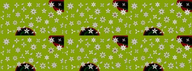 Raster illüstrasyonundaki çiçek desenli çizim. Yeşil renkte çiçekler.