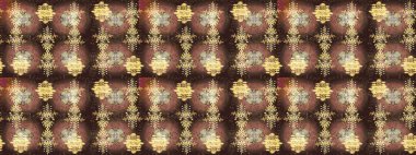 Bokeh kahverengisi, bej, sarı ve kar taneleriyle dekoratif Noel arkaplanı. Raster illüstrasyonu.