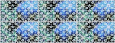 Çiçeksiz desenli arka plan, yaz çiçekleri. Mavi renkli çiçekler. Renkli Bahar Temalı Kusursuz Arkaplan. Düz Çiçek Elementleri Tasarımı.