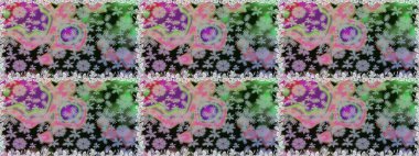 Güzel çiçekli ve yapraklı kusursuz desenler gri renklerde suluboya desenli, duvar kağıdı, kart ya da kumaş için fayanslı. Raster illüstrasyonu.