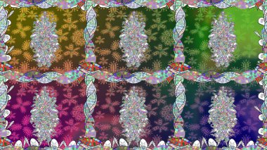 Raster illüstrasyonunda kusursuz çiçek deseni. Yeşil renkte çiçekler.