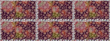 Kahverengi renklerde bahar çiçekleri. Çiçek ve yapraklı karalama şeklinde Raster çiçek deseni. Raster illüstrasyonu.