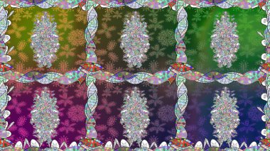 Raster illüstrasyonunda kusursuz çiçek deseni. Yeşil renkte çiçekler.