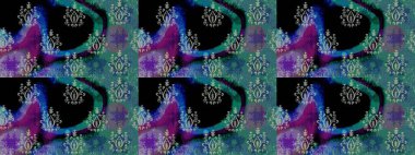 Raster düz çiçek çizim deseni. Hediye ambalaj kağıdı, tebrik kartları, posterler ve pankart tasarımı. Mavi renkte çiçekler.