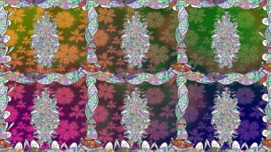 Çiçek desenleri yeşil renklerde, el yapımı papatyalar, papatyalar. Tekrarlayan çiçek arkaplanı, zarif yeşil çiçek duvar kağıdı.