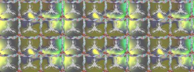 Tarafsız, gri ve yeşil renklerde ve çiçek siluetiyle bahar çiçekleriyle desen. Raster deseni.