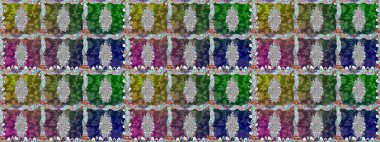 Yapraklı çiçekler ve yeşil renkli papatya çiçekleri. Kusursuz bir arka plan modeli. Raster - stok.